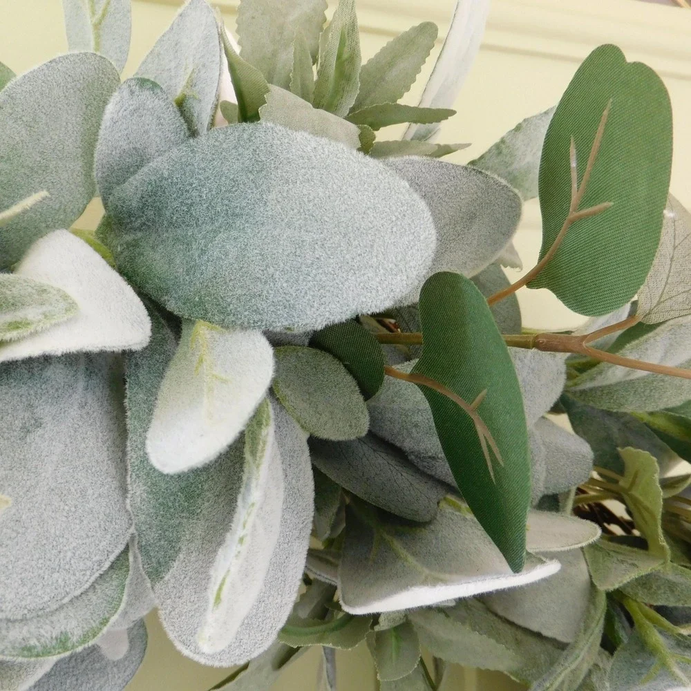 Lambs Ear Wreath for Front Door, Spring Summer and Fall, Soft muted color